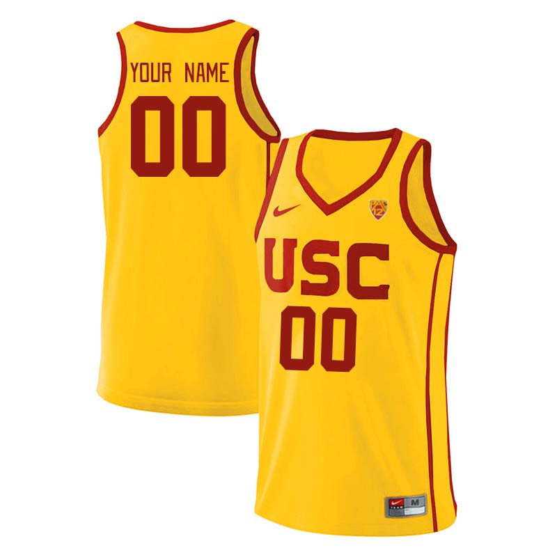 Custom USC Trojans Name And Number College Basketball Jerseys Stitched-Gold - Click Image to Close